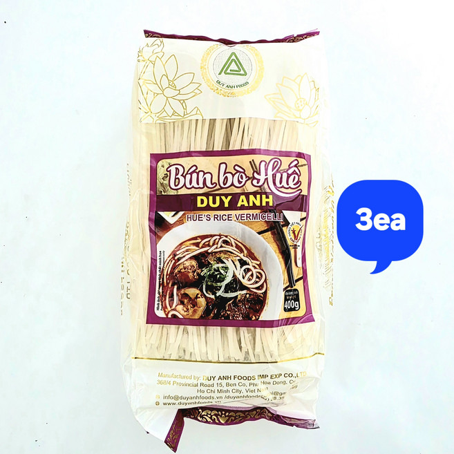 두이안 분보후에 쌀국수 베트남 라이스 버미첼리, 300g, 3개
