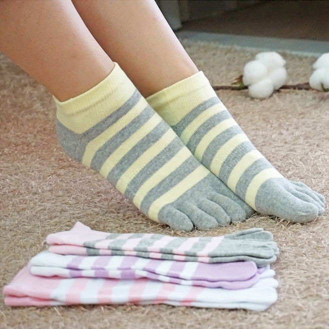 싹스몰 면100 숙녀 링글 단목 발가락양말 3켤레