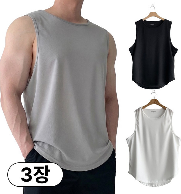 핏노블 3P세트 남자 헬스 나시 민소매 기능성 나시티 1+1+1