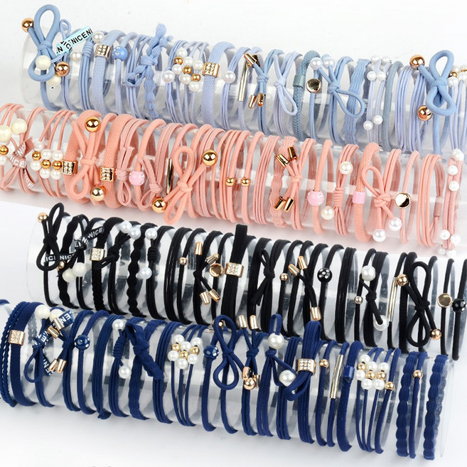 투해피 대용량 데일리 머리끈세트 JJ06 머리끈 100개세트 심플