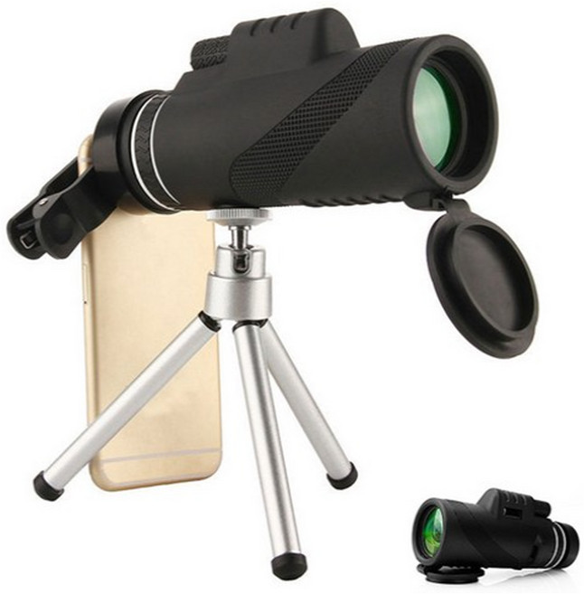 휴대폰 카메라 망원경 40x60 고배율 단망경 스마트폰 망원렌즈 삼각대 세트, 20mm