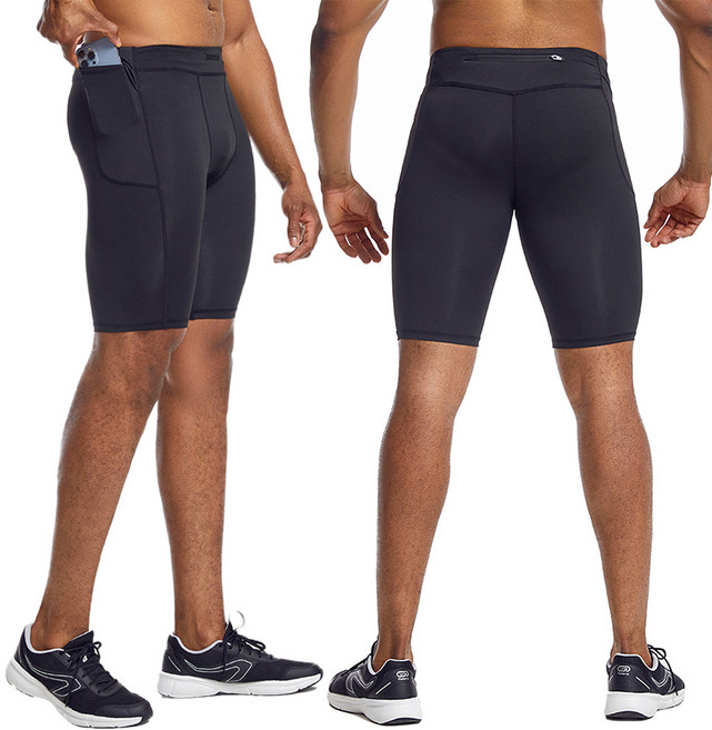 러닝타이즈 남자하프타이즈 런닝 마라톤반바지 스마트폰 포켓 남자레깅스