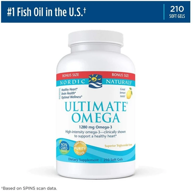 Nordic Naturals 노르딕내추럴스 오메가3 1280mg EPA DHA 210정 레몬맛, 1개 - 쿠팡