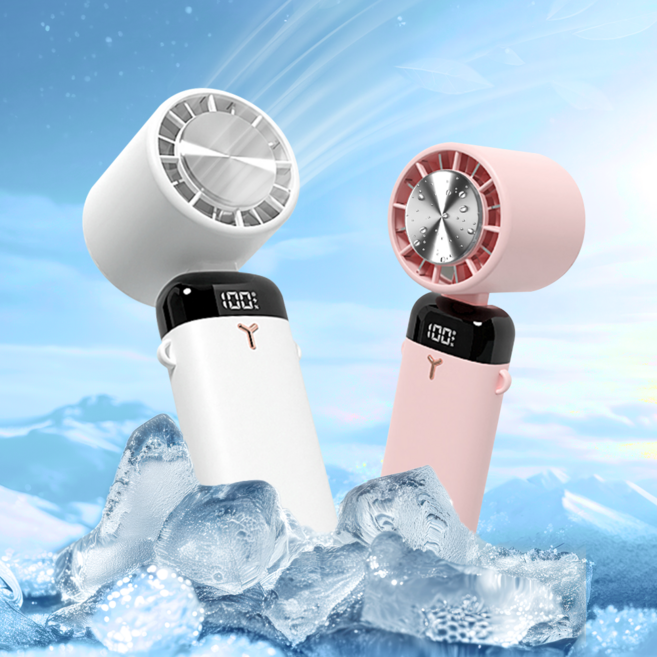 급속 냉각 핸디 에어컨 무선 미니 손 선풍기 저소음 디스플레이 배터리 각도조절 대용량 (KC 인증), 파스텔 핑크