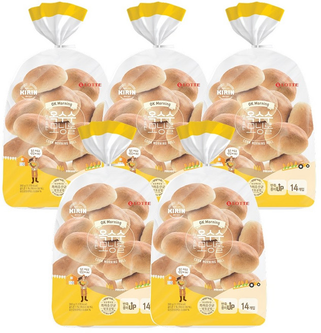 [빵공장 직송] 롯데베이커리 옥수수 모닝롤 360g, 5개