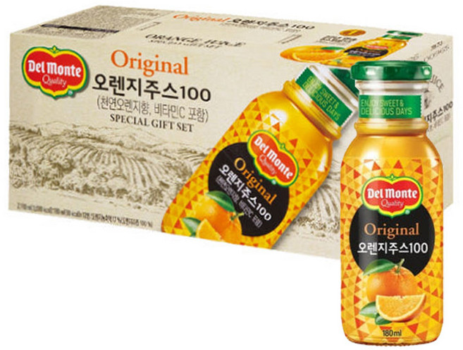 델몬트 오리지널 오렌지주스100 180ml, 12개