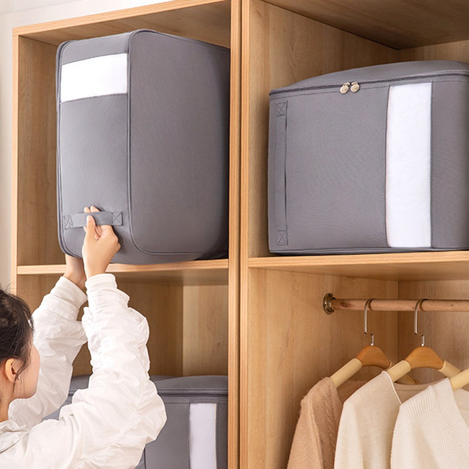 엠케이리빙 2번 압축 프리미엄 숨쉬는 이불 의류 압축 파우치, 그레이, 2개