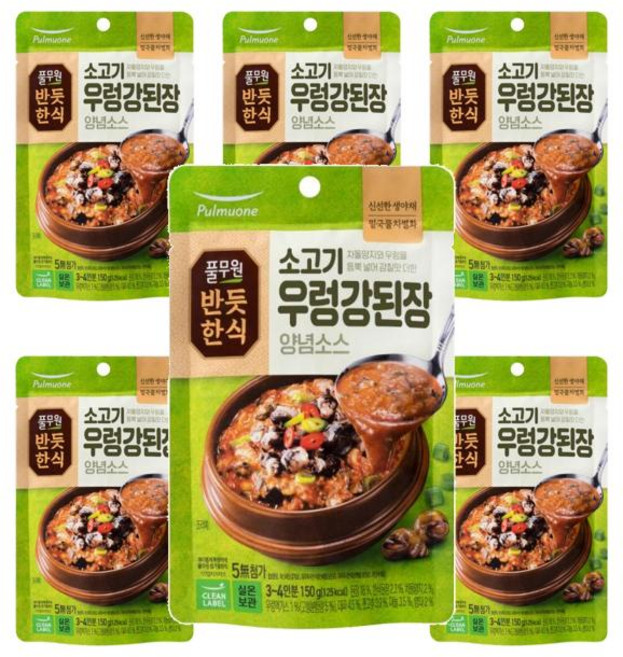 풀무원 [반듯한식] 소고기 우렁강된장 양념소스 (실온) 150g 6개