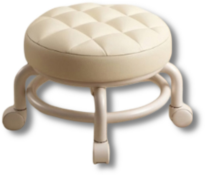 대한만물상 이동식의자 가죽 원형 보조 바퀴 낮은의자 작업의자 회전의자, 아이보리