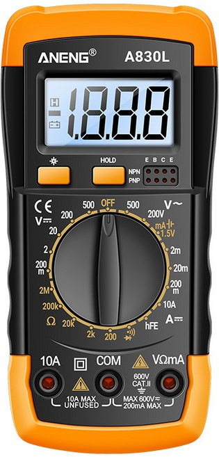 ANENG A830L 數位萬用表 電工專用 高精度 數顯, 1個, 多功能數顯（無電池需自備9V電池）