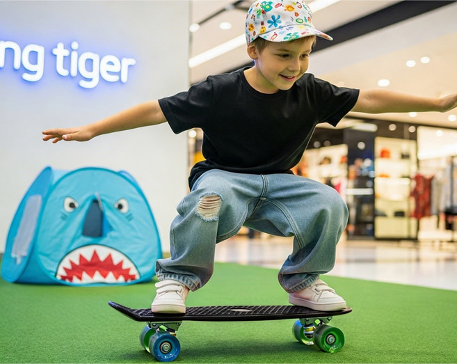 플라잉타이거 코펜하겐 LED 조명 스케이트 보드 크루져보드 블랙 21인치 입문용 야간 초보 어린이, 1개, 혼합(블랙보드)