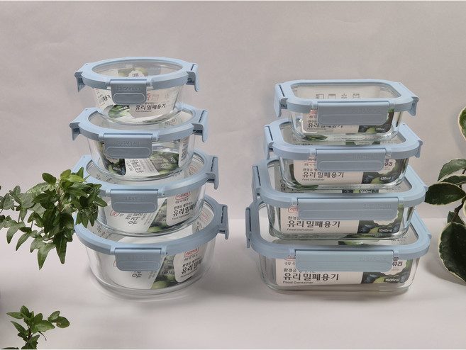 롯데) 환경 유리밀폐 용기 원형용기(390ml / 640ml / 970ml / 1300ml) 직사각용기 (370ml/ 630ml / 1040ml /1500ml), 직사각용기 630ml