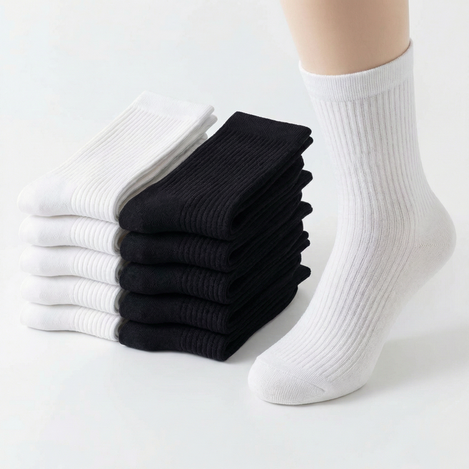 [순면함량98%]남성용 땀흡수 냄새 방지 통기성 순면 무지 중목 양말 10켤레 세트