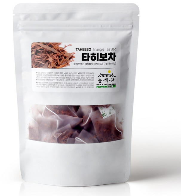 늘해찬 볶은 타히보차 타히보 티백 꽃차 허브차 삼각티백 대용량, 1g, 1개, 50개입