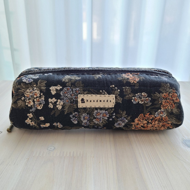 [DIY키트 패키지] 와이어 휠 지퍼 필통 만들기 원통필통 릴리안블랙 외 디자인선택가능, 블루시바견