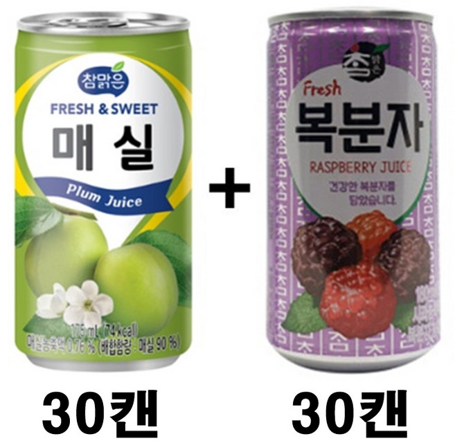 참맑은(매실캔 복분자캔), 60개, 175ml