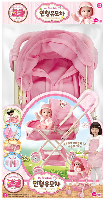 원앤원 인형 유모차 5900 소꿉놀이, 분홍색, 1개