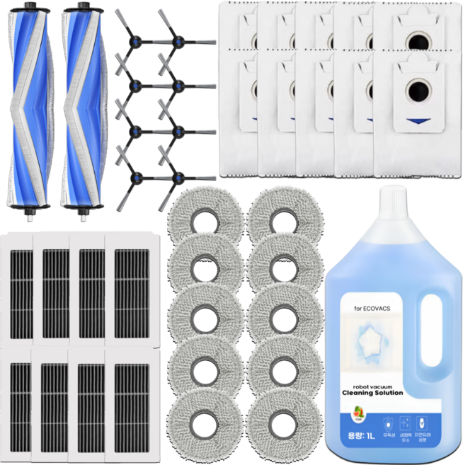 에코백스 X5 프로 옴니 소모품 세제 먼지봉투 물걸레 필터 브러쉬 호환, 1개, 1년세트