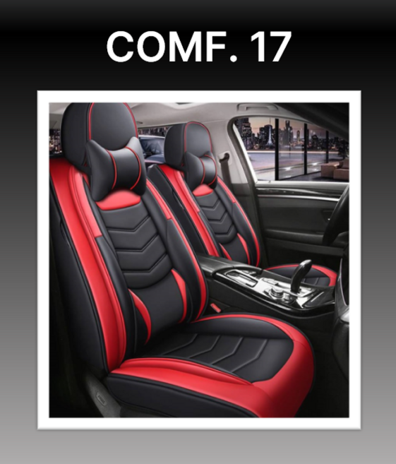 차량 자동차 가죽 시트 커버 교체 카시트 보호 교체 풀커버 블랙 브라운 레드 화이트 투톤모델 ComF. 17, 1세트, ComF. 17 레드(운전석조수석뒷좌석세트)