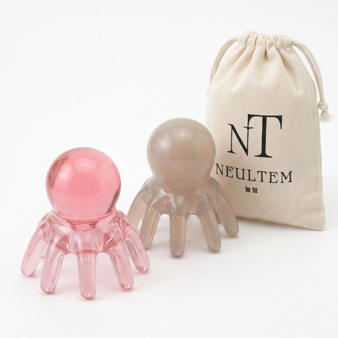 늘템 문어 괄사 두피마사지 샴푸브러쉬 세트 3종, 핑크+그레이+브러시세트, 1개