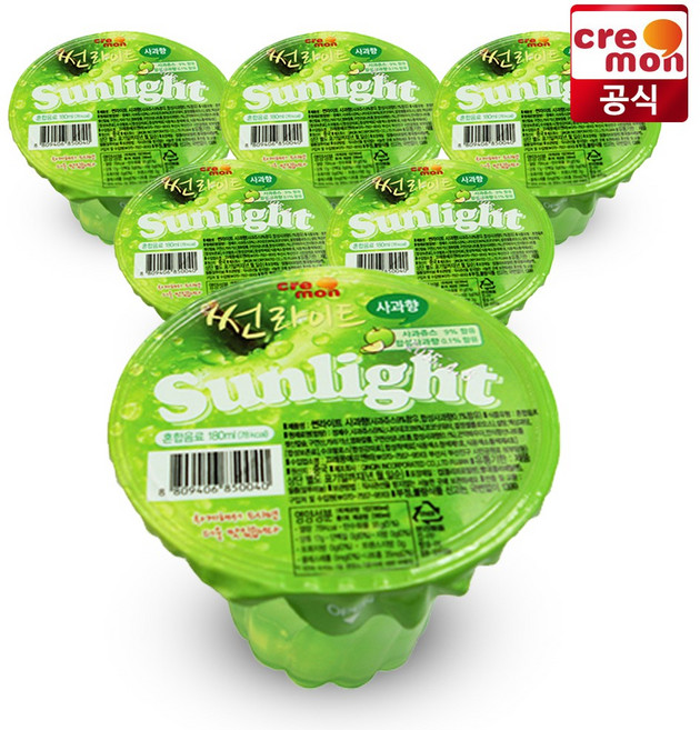 썬라이트 사과맛 180ml x 6개입 마시는 워터형 젤리, 6개