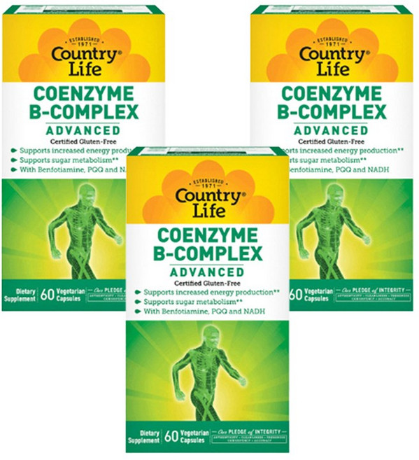 컨트리라이프 코엔자임 B-컴플렉스 어드밴스드 베지테리안 캡슐, 3개, 60정