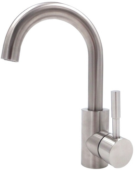 SUS304 不鏽鋼 立式水槽水龍頭 冷熱 臺面盆鵝頸, 1個, (單孔)鋼絲軟管 1.5呎 (2條)