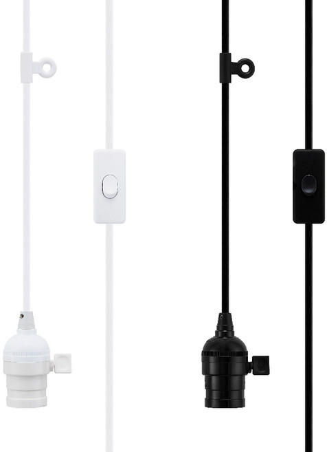 2m 식물등 키소켓 캠핑등 작업등 중간 스위치 전구 소켓 led 전선 코드선 E26, 1개, 화이트 2m