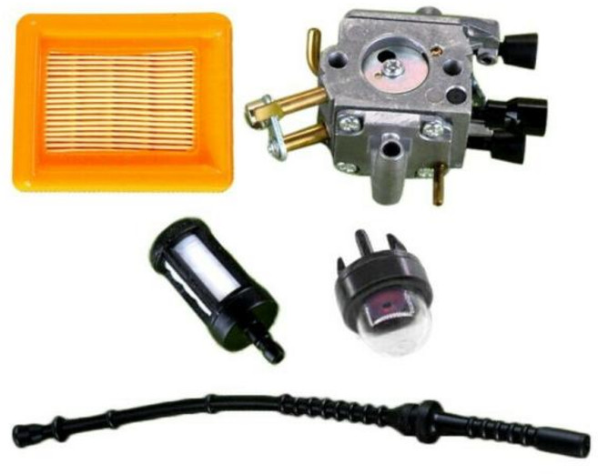 STIHL FS400 FS450 FS480 41281200602 트리머 브러시 커터 기화기 수리 부품 용 기화기 공기 연료 필터 점화 코일, 1개