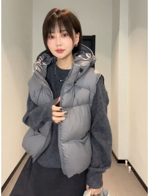 連帽羽絨棉馬甲外套 女秋冬新款保暖坎肩