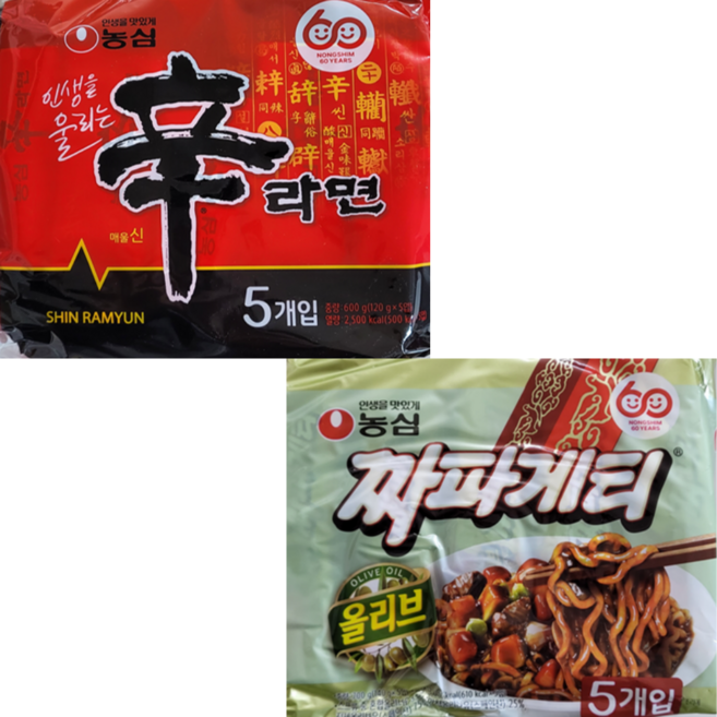 농심 신라면 5p x 2개 + 짜파게티 5p x 2개 세트, 20개