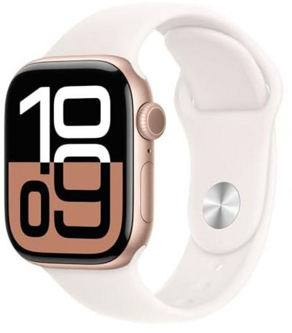 애플워치 스포츠 밴드 피트니스트래커 Apple Watch 시리즈 10 GPS 42mm - 로즈 골드 알루미늄 케이스 라이트 블러셔 포함 M/L 프리미엄 리퍼