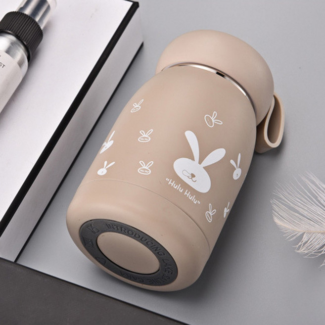 1+1 미니 텀블러 320ml 보온보냉병 토끼 텀블러, 베이지 단일, 1세트