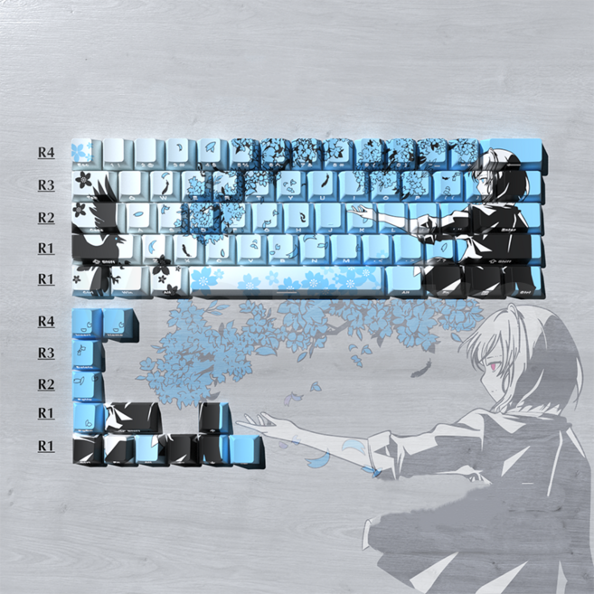 레이븐 사쿠라 애니 테마 PBT 체리 기계식키보드 포인트 커스텀 키캡 129, CHINA, Blue Keycap