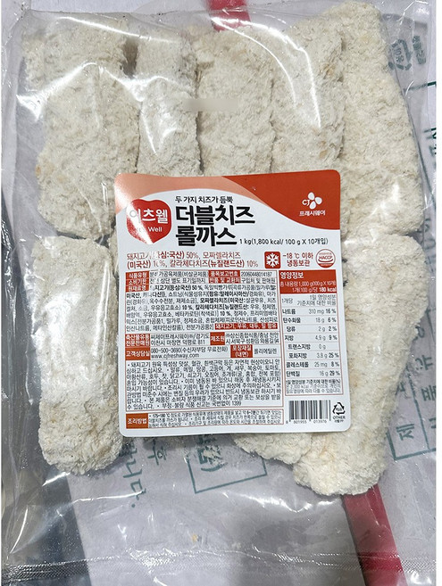 이츠웰 더블 치즈 롤까스 100g 10입 10개 냉동식품