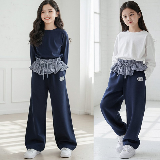 달콩슈 주니어용 프릴 트레이닝 팬츠 와이드 커브드 여아 DKW211