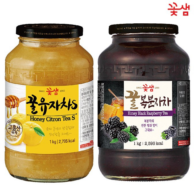 꽃샘 꿀유자차S 1kg *꿀복분자차 1kg, 1개