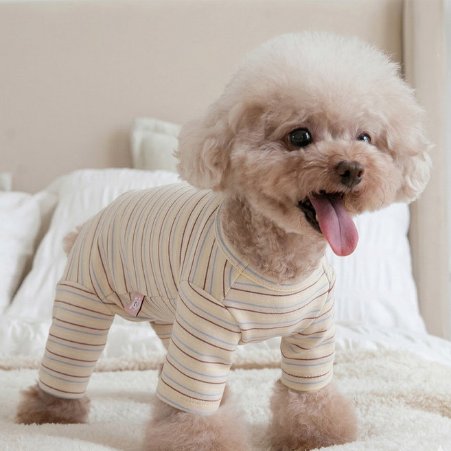 푸키 강아지 스트라이프 올인원 여아용, 1개, 밀크베이지