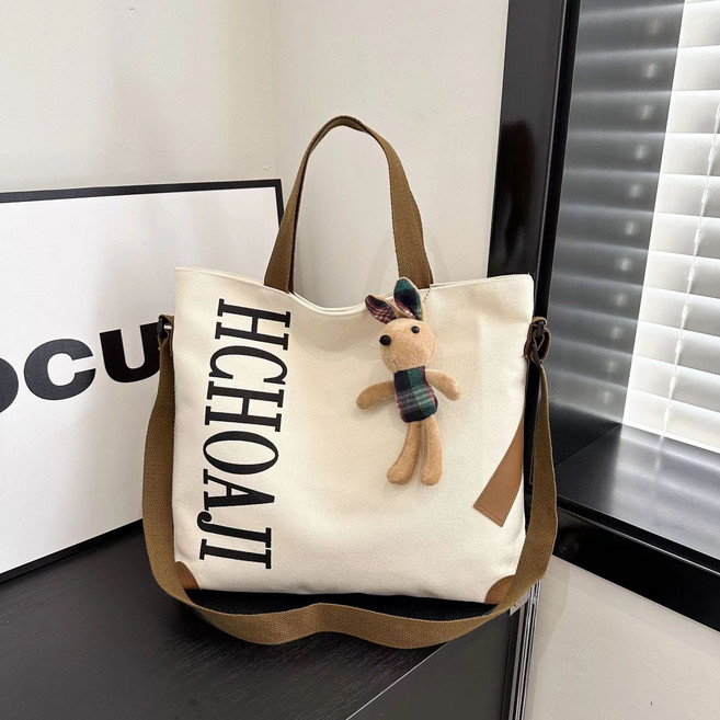 9위 - BROWMODA 여성 대용량 캔버스 레터링 에코백 데일리 숄더백 토트백 보부상 여행가방