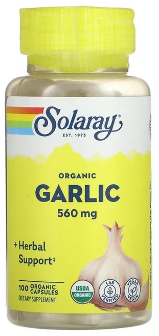 Solaray 유기농 마늘 560mg 유기농 캡슐 100정, 1개 - 쿠팡