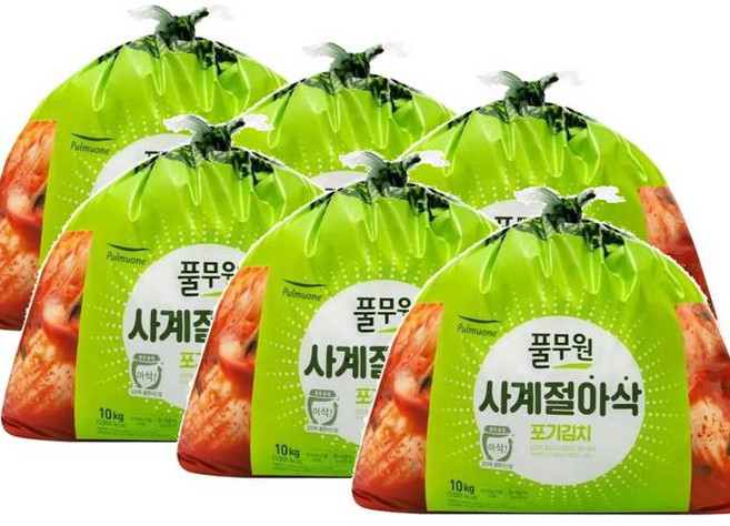 풀무원 사계절 아삭 포기김치, 6개, 10kg