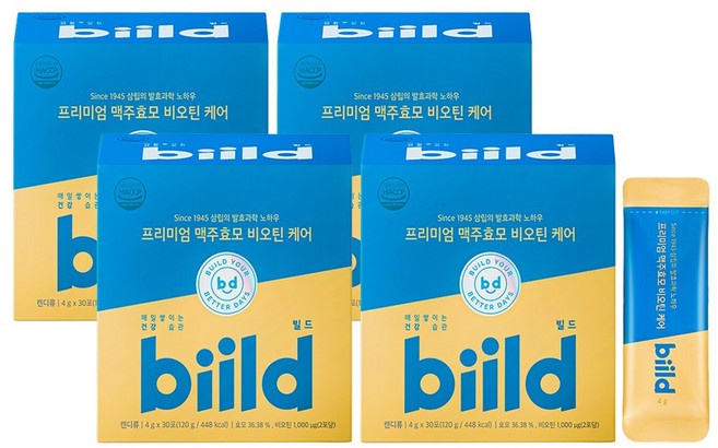 biild 빌드 프리미엄 맥주효모 비오틴 케어, 4박스, 30회분