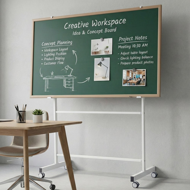 (주) 토탈하얀칠판 청자석 분필보드+스탠드세트 (메플우드), 메플우드