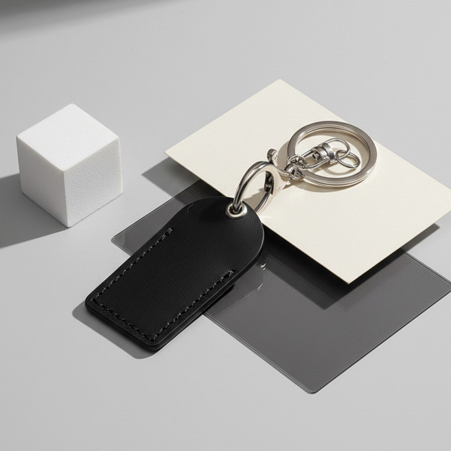 1.8x.4.5cm 가죽 아파트 도어락 카드키 케이스 태그, 1개, 블랙 1.8x4.5