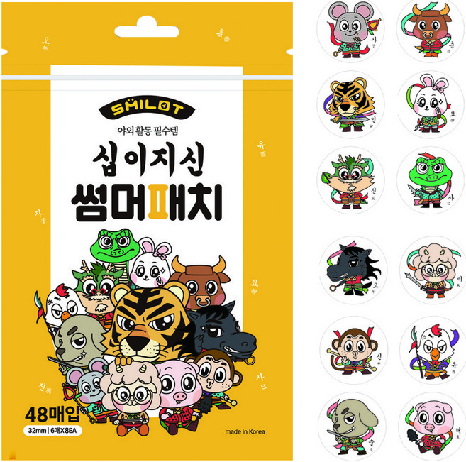 스마일럿 십이지신 기피제 모기패치 썸머패치, 4개, 혼합