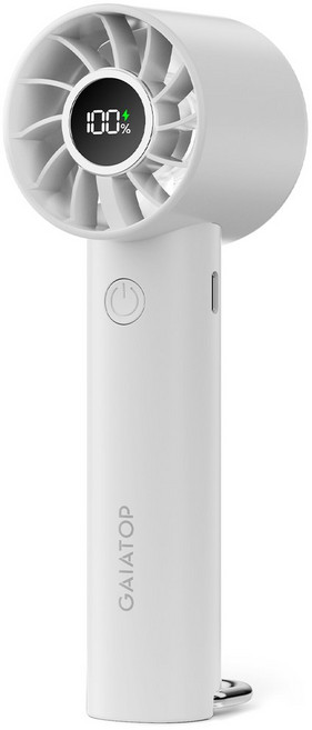 휴대용 미니 팬 LED 디스플레이 및 손전등이 장착된 휴대용 팬 3속 2000mAh USB 충전 배터리 팬, 1) white