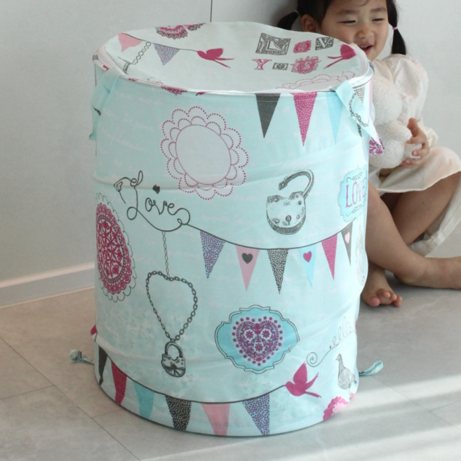 태르태르 장난감 정리 바구니 접이식 특대형, 1개, 파스텔 갈란드