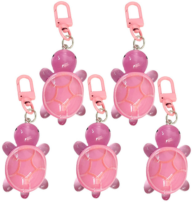 귀여운 행운의 거북이 동물 키링 열쇠고리 선물 커플템 우정템, 5개, 핑크