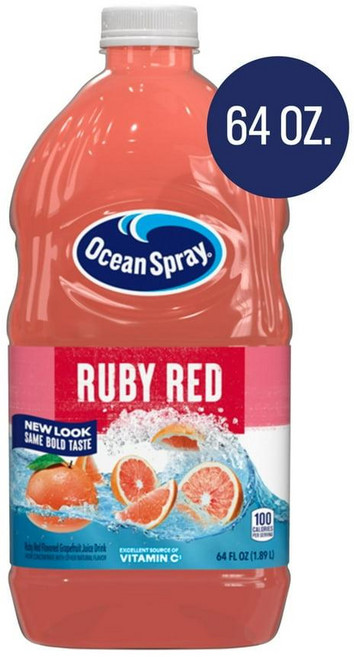 오션스프레이 Ocean Spray Ruby Red Grapefruit Juice 루비 레드 자몽 주스 드링크, 4개, 1.89L