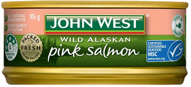 존 웨스트 와일드 알래스카 핑크 연어 105g John West Wild Alaskan Pink Salmon, 1개